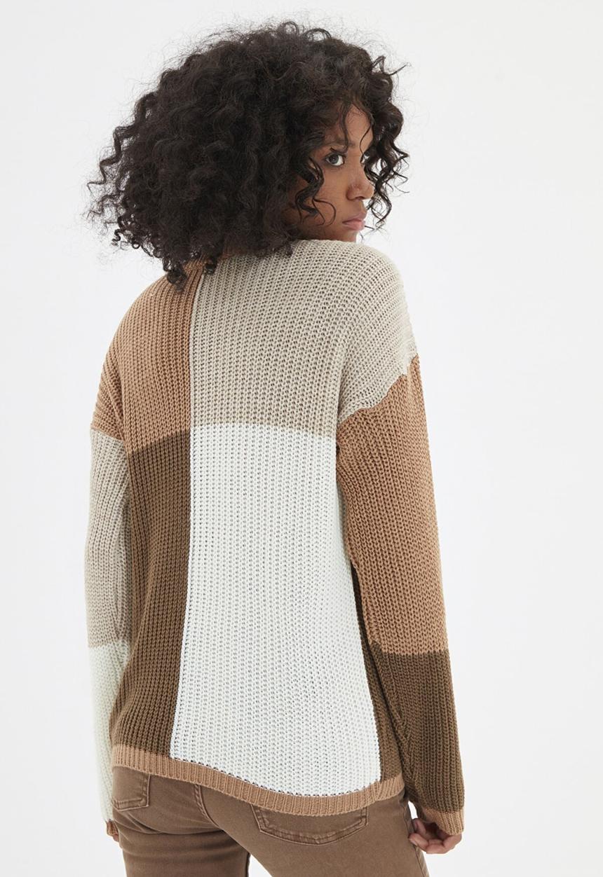 Trendyol - Color block knitwear sweater - camel