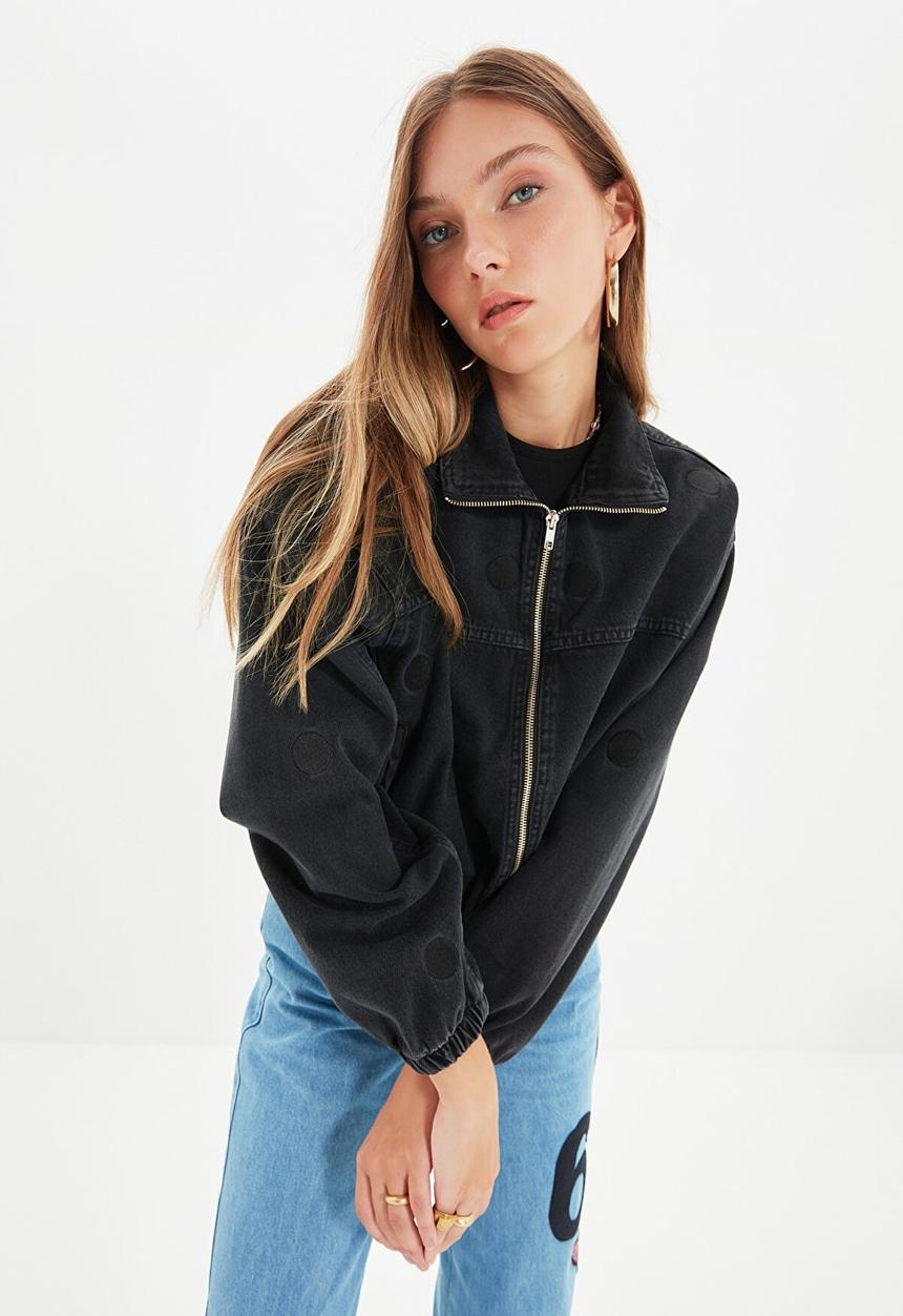 Trendyol - Bomber denim jacket - black