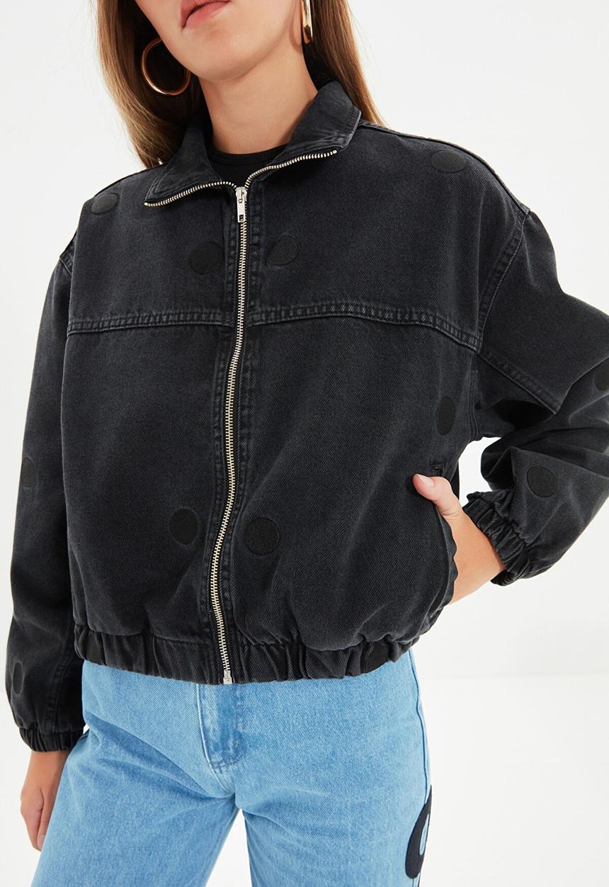 Trendyol - Bomber denim jacket - black