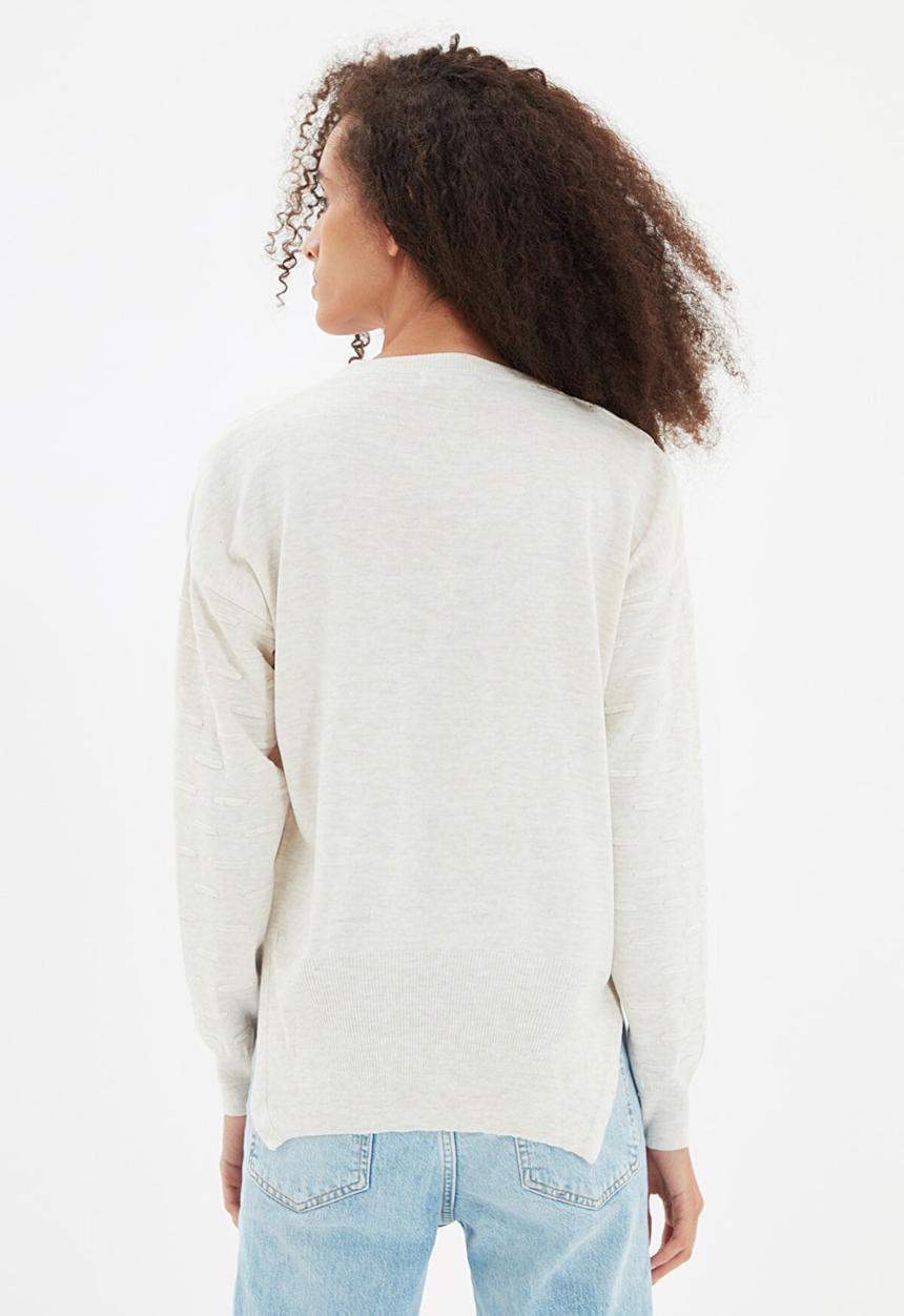 Trendyol - Knitted detailed knitwear sweater - ecru