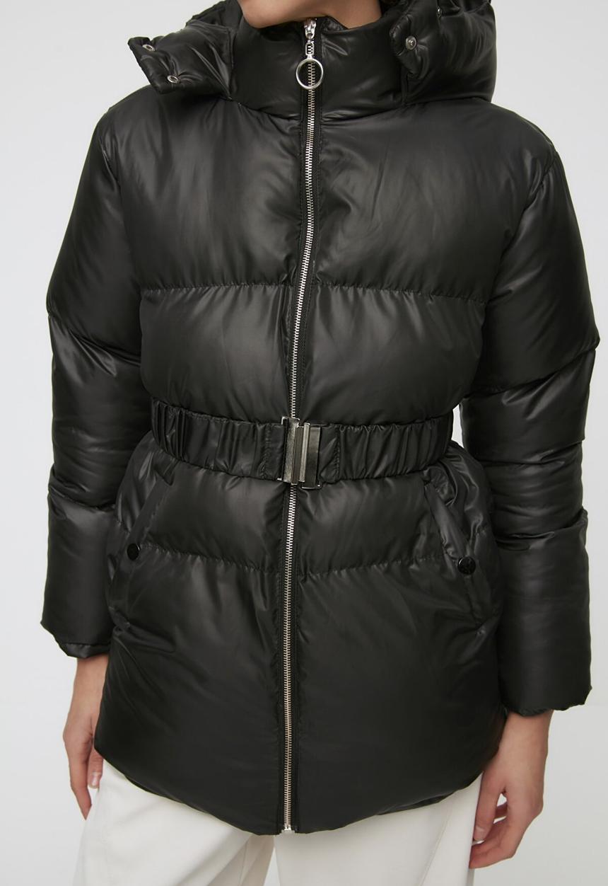 Trendyol - Oversized hooded coat - black