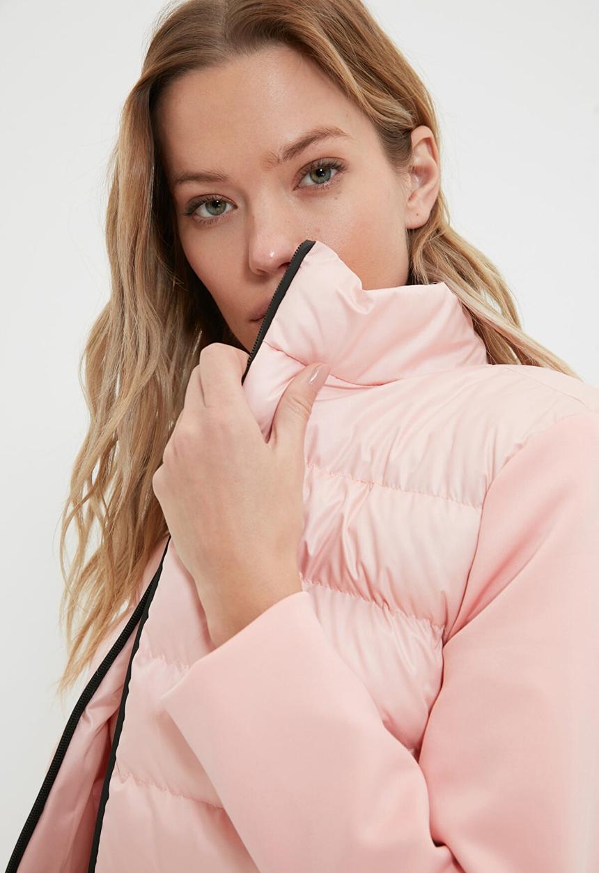 Trendyol - Sleeve detailed quilted coat - powder pink