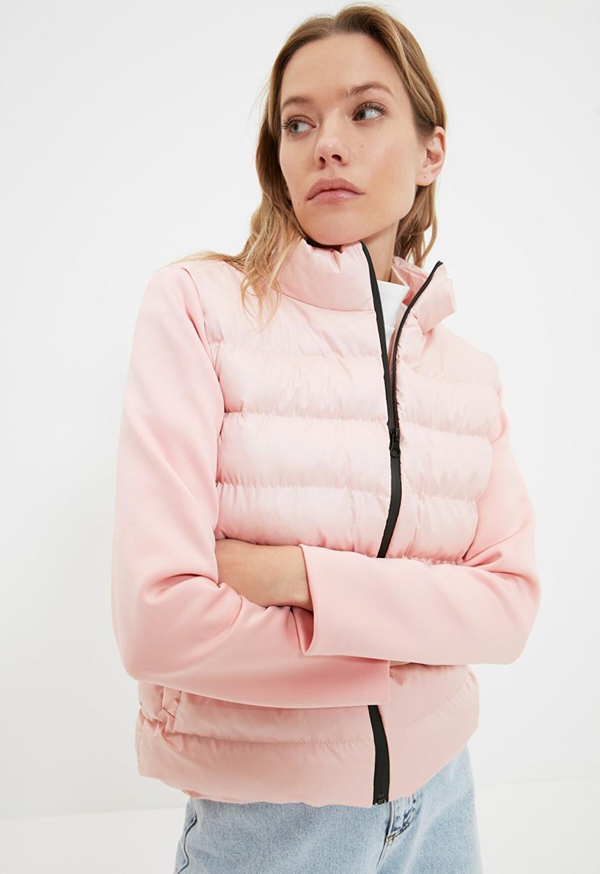 Trendyol - Sleeve detailed quilted coat - powder pink