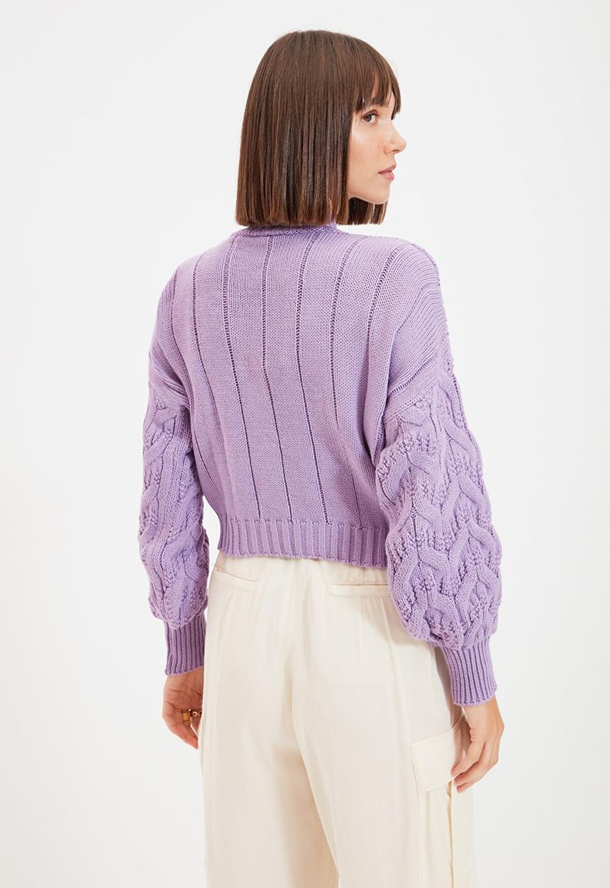 Trendyol - Oversize jacquard knitwear sweater - lilac