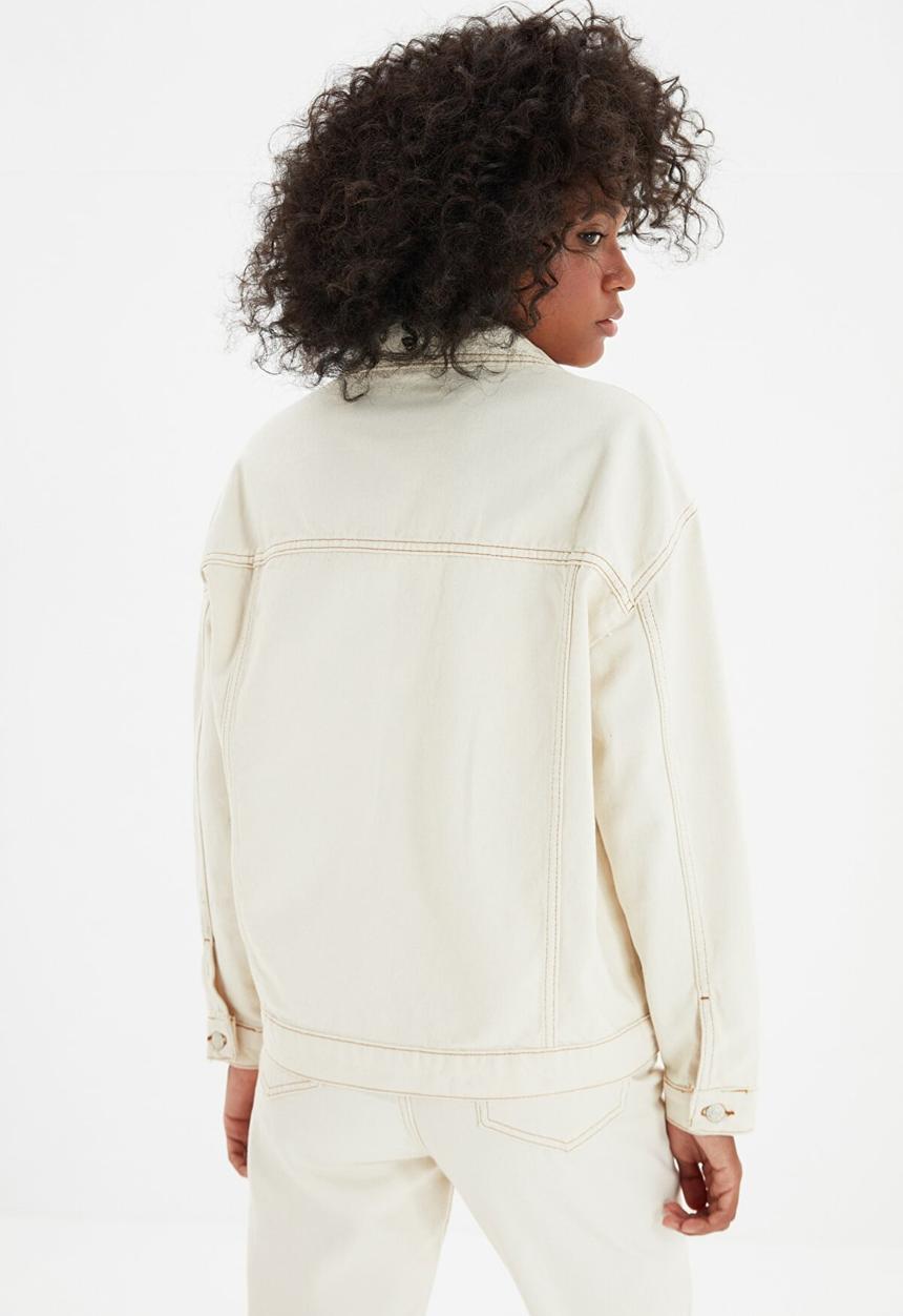 Trendyol - Basic denim jacket - ecru