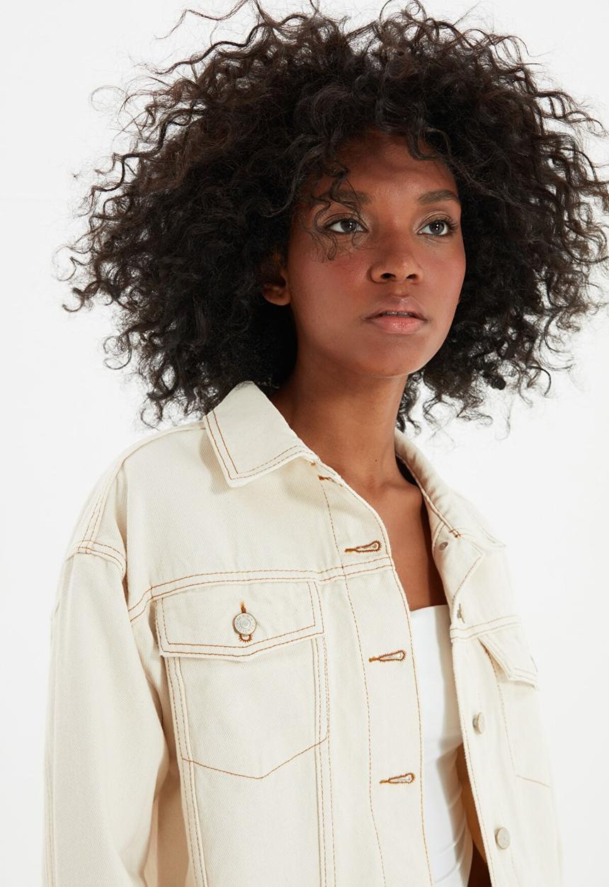 Trendyol - Basic denim jacket - ecru