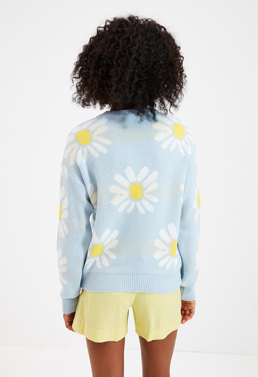 Trendyol - Crew neck knitwear sweater - clear blue