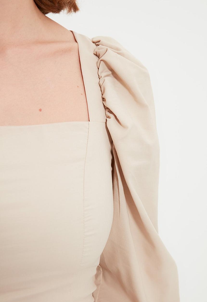 Trendyol - Balloon sleeve blouse - mink