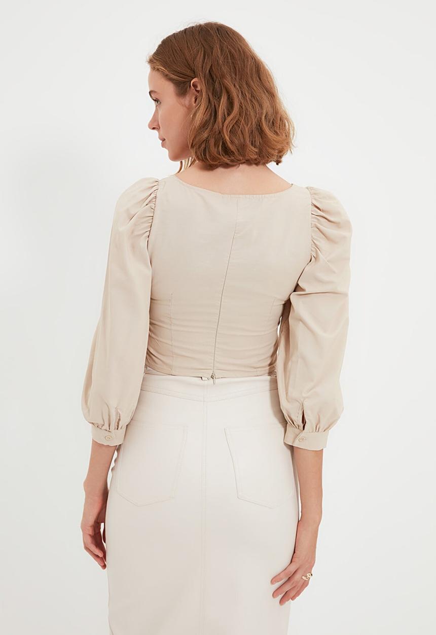 Trendyol - Balloon sleeve blouse - mink