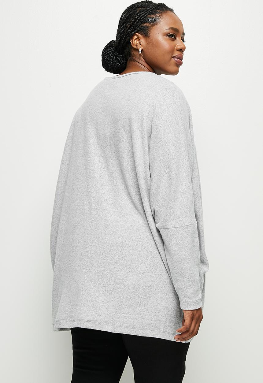 edit Plus - Soft touch oversize top - grey 