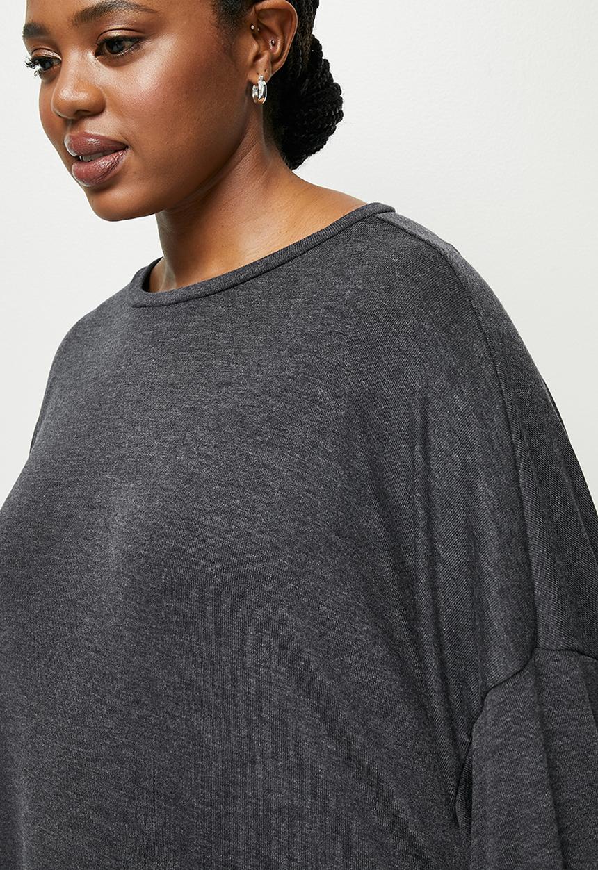 edit Plus - Cut and sew dolman sleeve dress - charcoal 