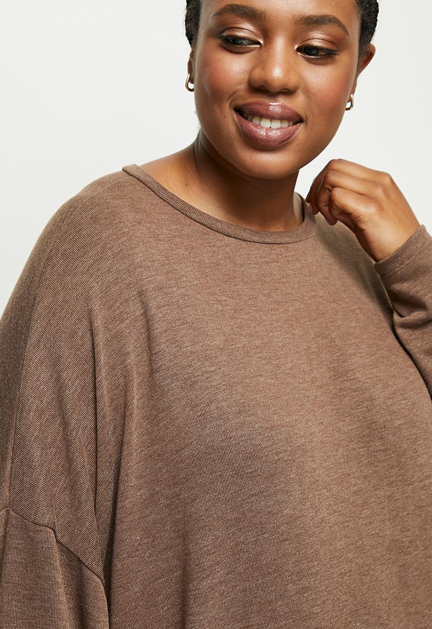 edit Plus - Cut and sew dolman sleeve dress - chocolate