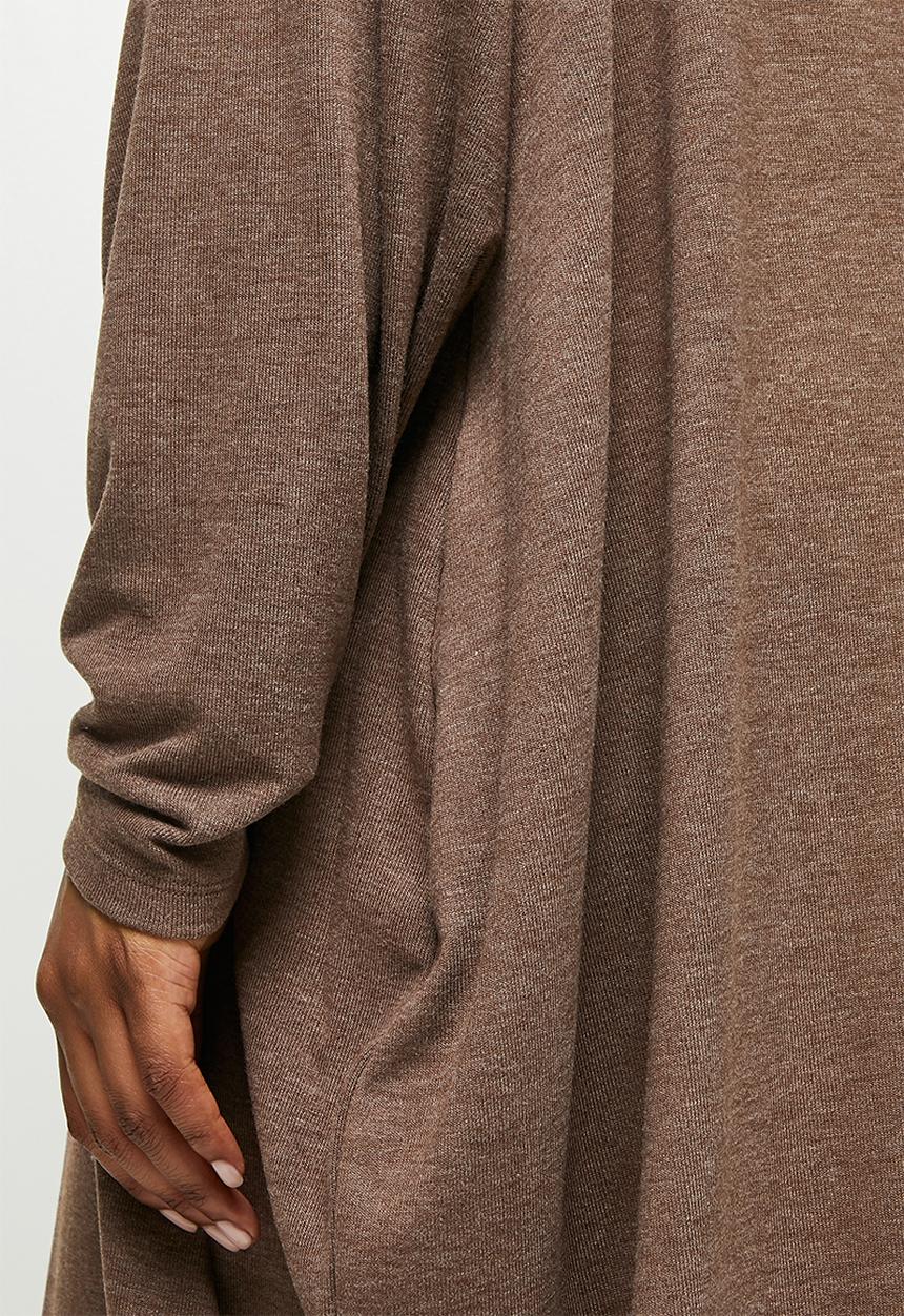 edit Plus - Cut and sew dolman sleeve dress - chocolate