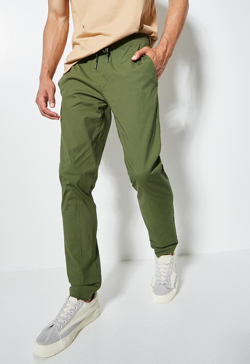 Superbalist - Deco cracker poplin elastic waistband pant - khaki green