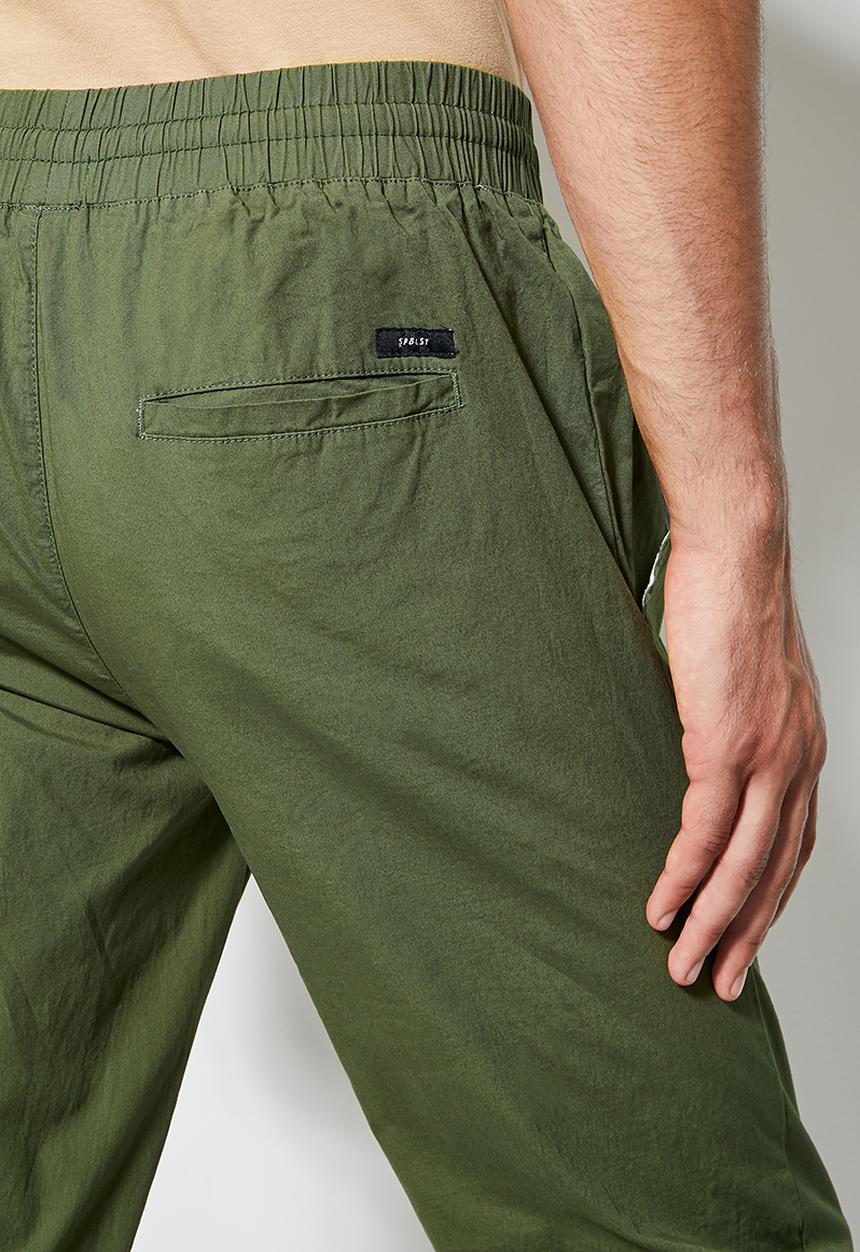 Superbalist - Deco cracker poplin elastic waistband pant - khaki green