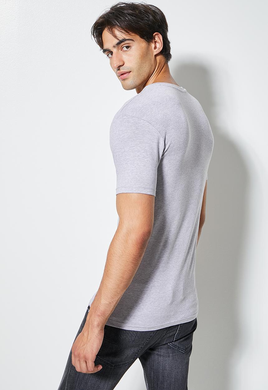 Superbalist - James muscle fit vee neck tee - grey melange