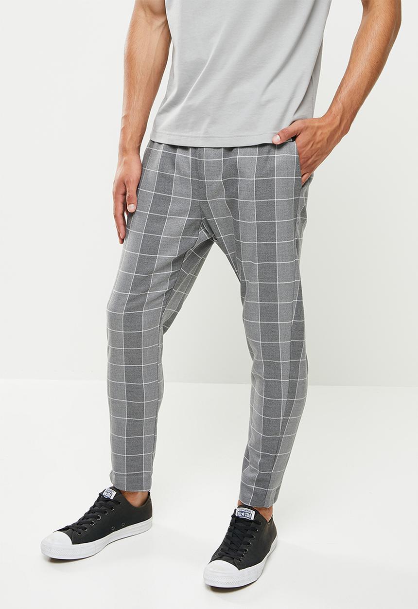 Only & Sons - Onslinus crop check pants -grey melange
