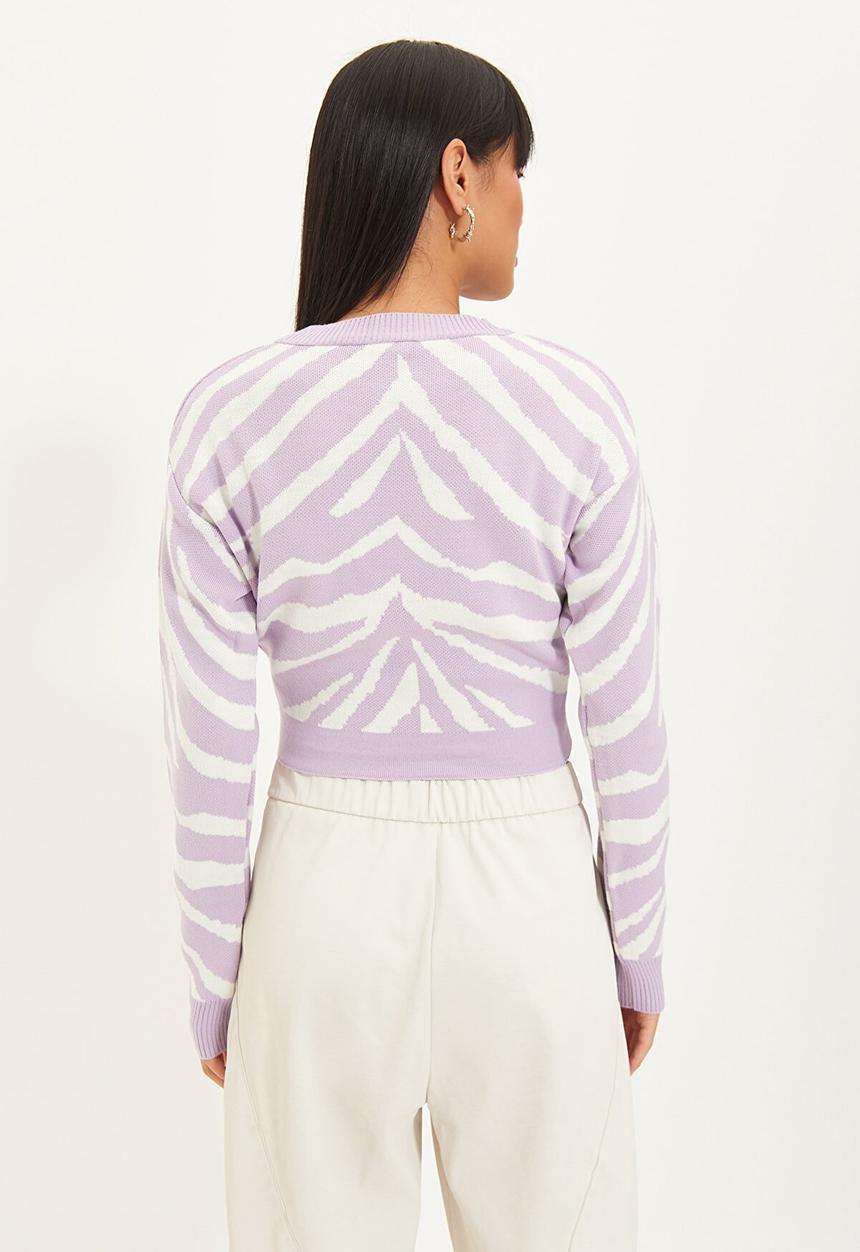 Trendyol - Crop jacquard sweater - lilac
