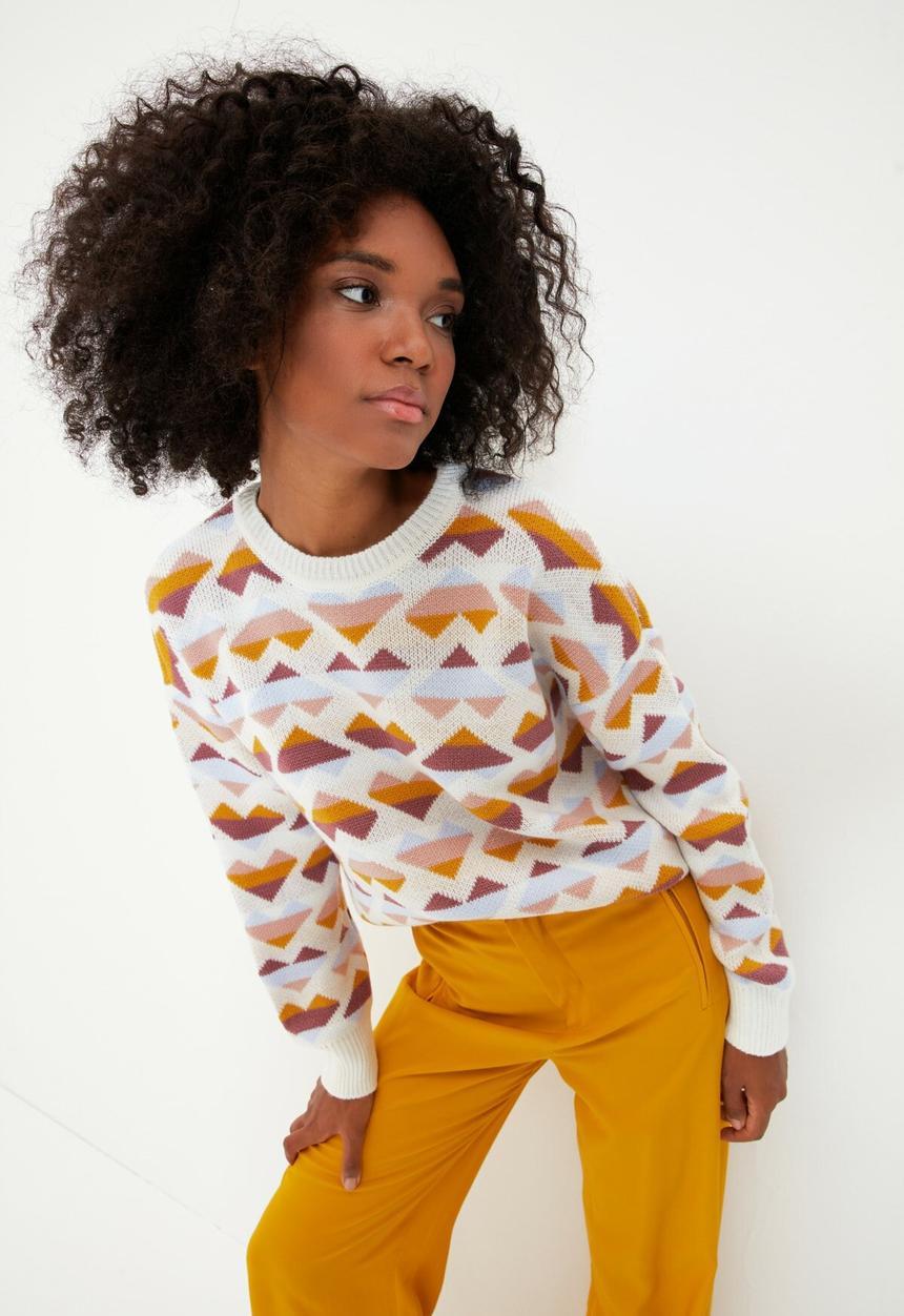 Trendyol - Jacquard knitwear sweater - ecru
