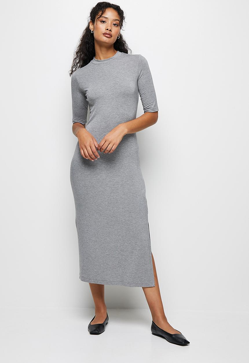 edit - Crew neck knit collumn midi - grey 
