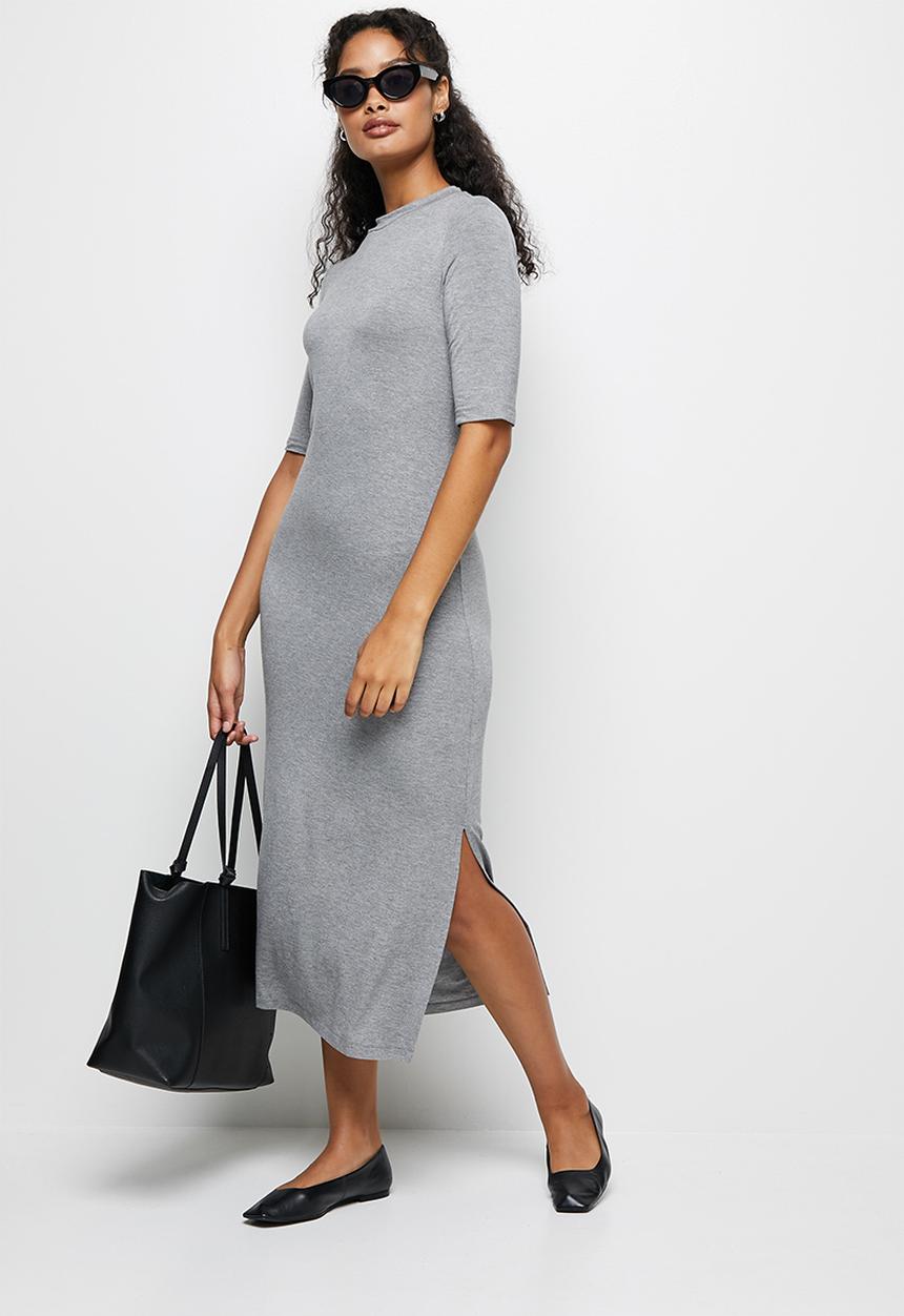 edit - Crew neck knit collumn midi - grey 
