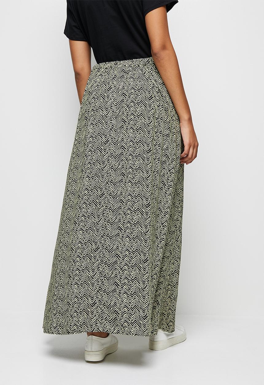 edit - Pull on slit maxi skirt - black & stone