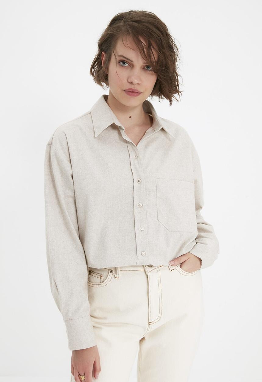 Trendyol - Pocket detailed shirt - beige
