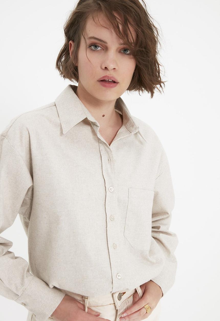 Trendyol - Pocket detailed shirt - beige