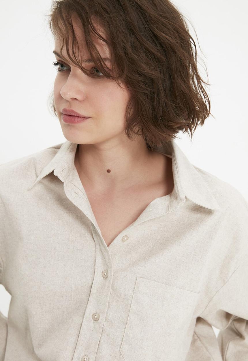 Trendyol - Pocket detailed shirt - beige