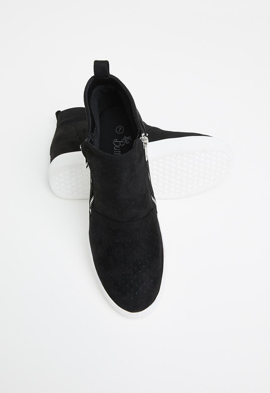 Butterfly Feet - Heron 1 suede wedge sneaker - black
