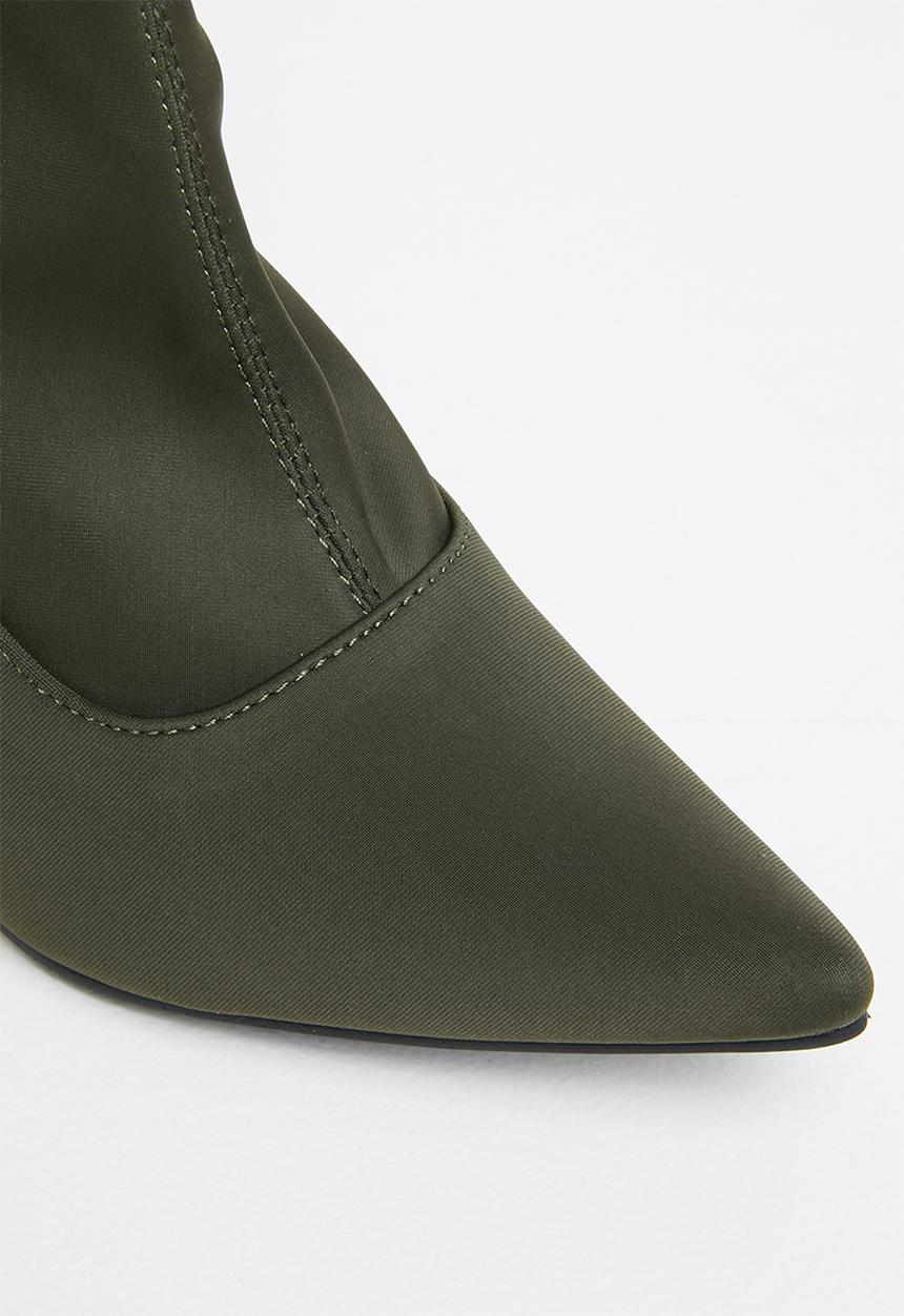 Miss Black - Lykra1 sock boot - olive