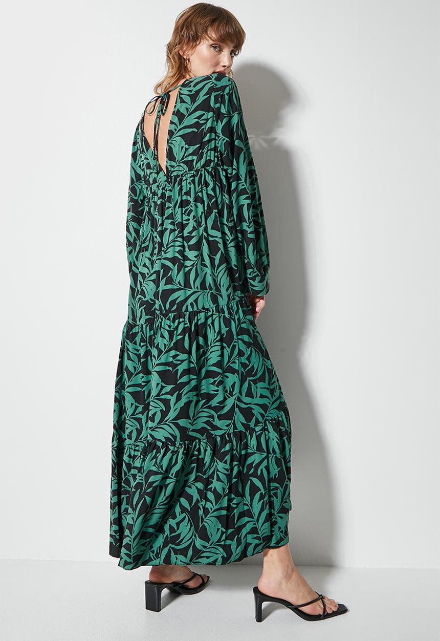 VELVET - Plunging empire cutline tiered mi-daxi dress - sea pine