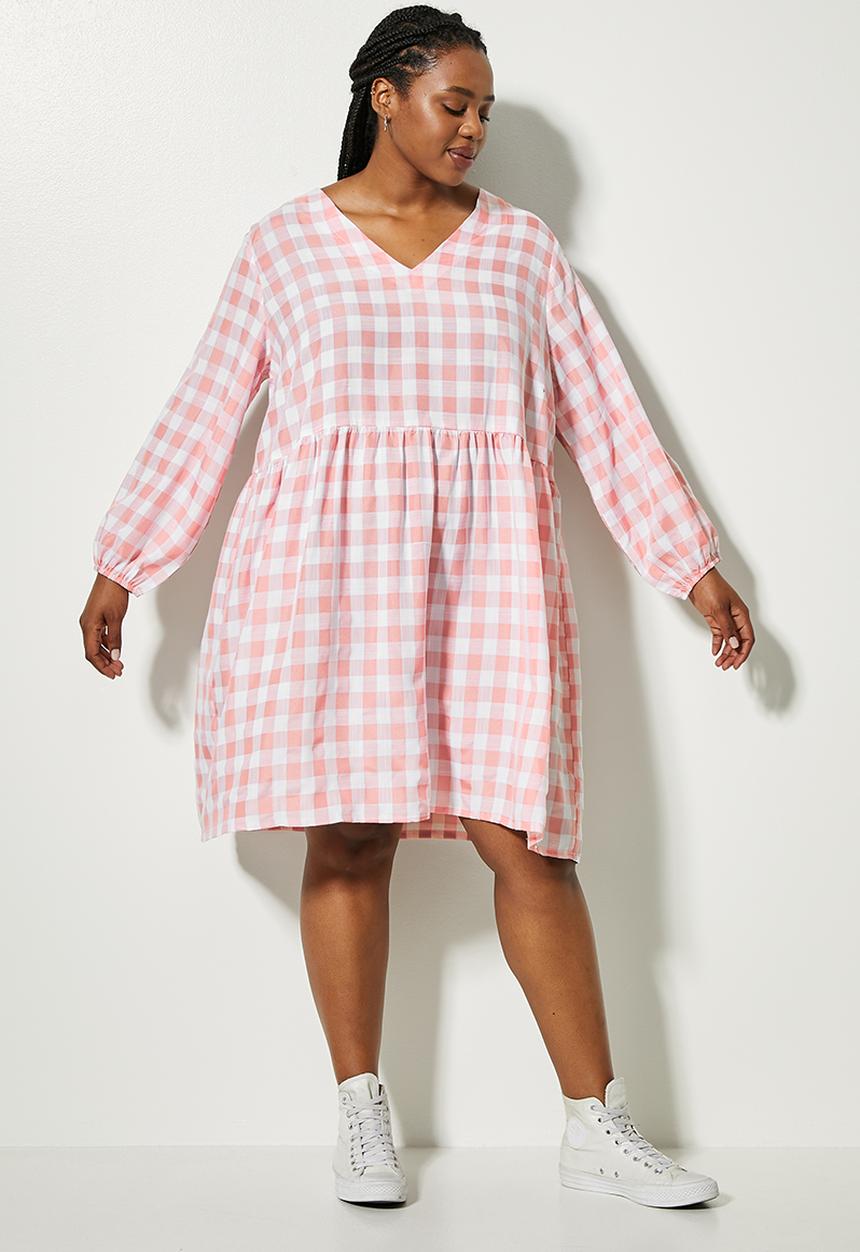 Superbalist - Waisted tier textured dress - dusty pink