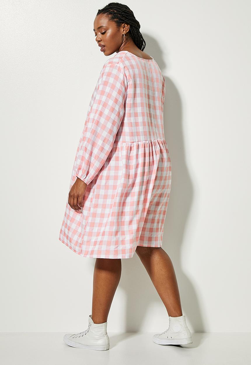 Superbalist - Waisted tier textured dress - dusty pink