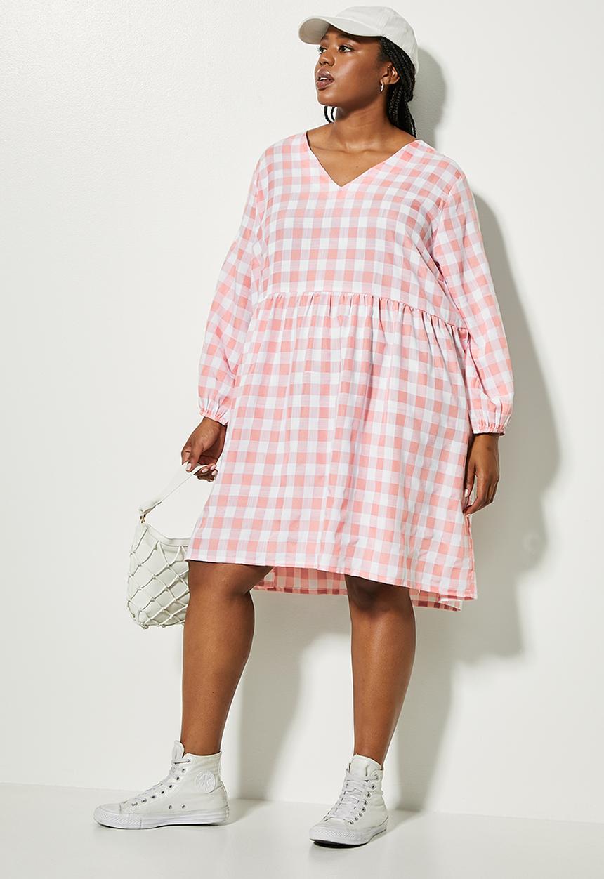 Superbalist - Waisted tier textured dress - dusty pink