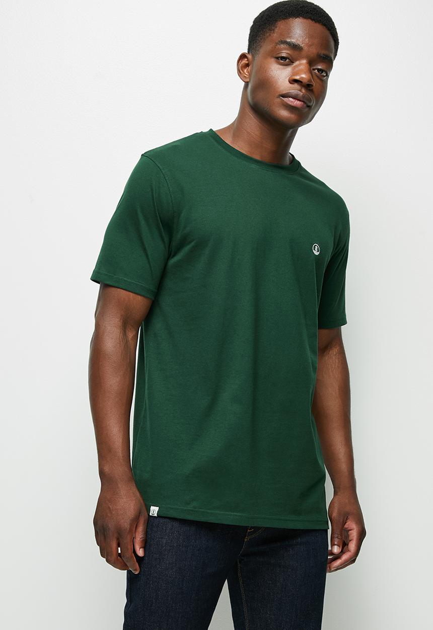 Lark & Crosse - Leo organic crew neck tee w/chest embro - bottle green