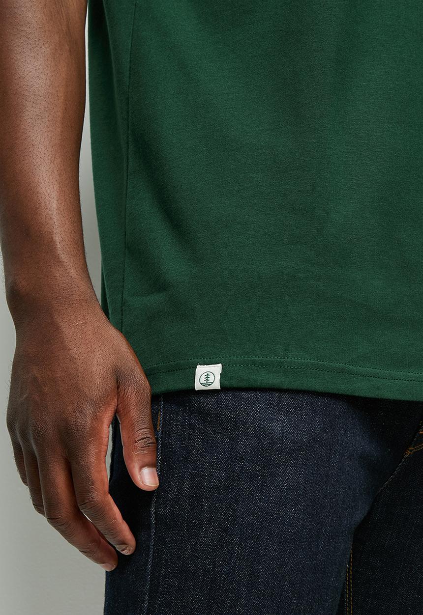 Lark & Crosse - Leo organic crew neck tee w/chest embro - bottle green