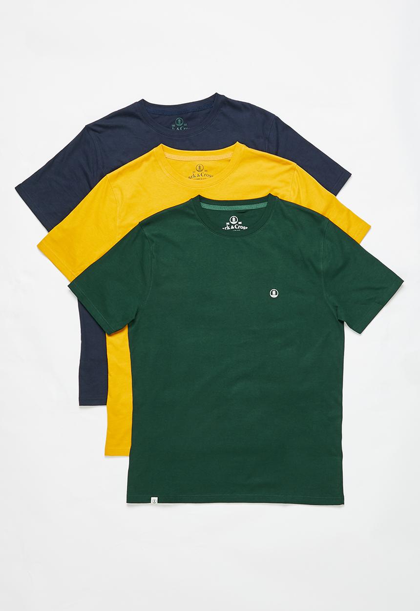 Lark & Crosse - 3-pack leo organic crew neck tee w/chest embro - multi
