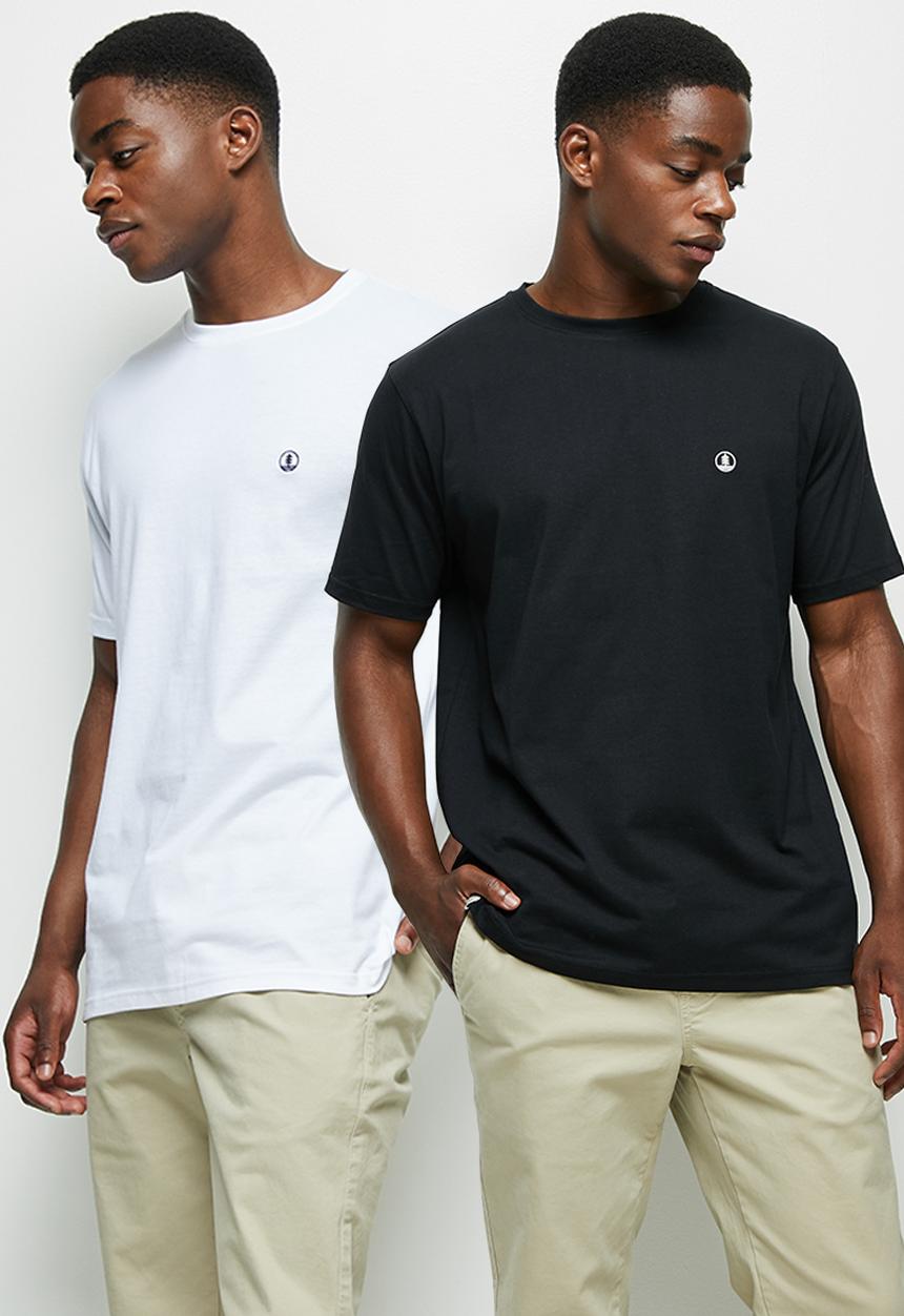 Lark & Crosse - 2-pack leo organic crew neck tee w/chest embro - black & white