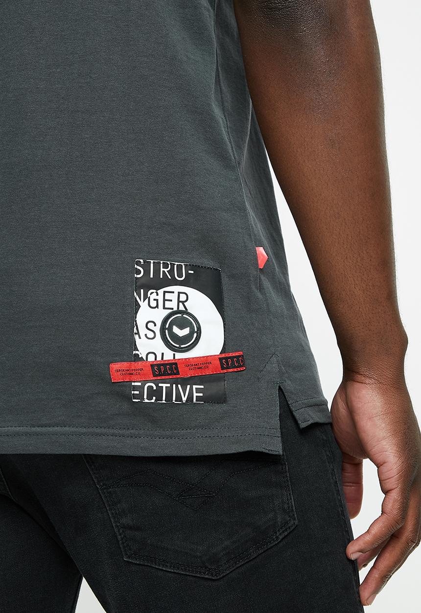 S.P.C.C - Isla regular fit stepped hem tee - charcoal