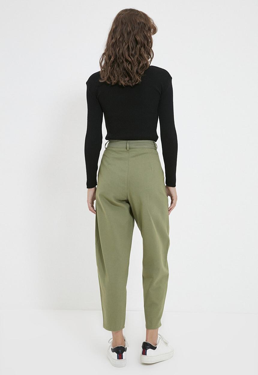 Trendyol - Waist mom fit pants - green