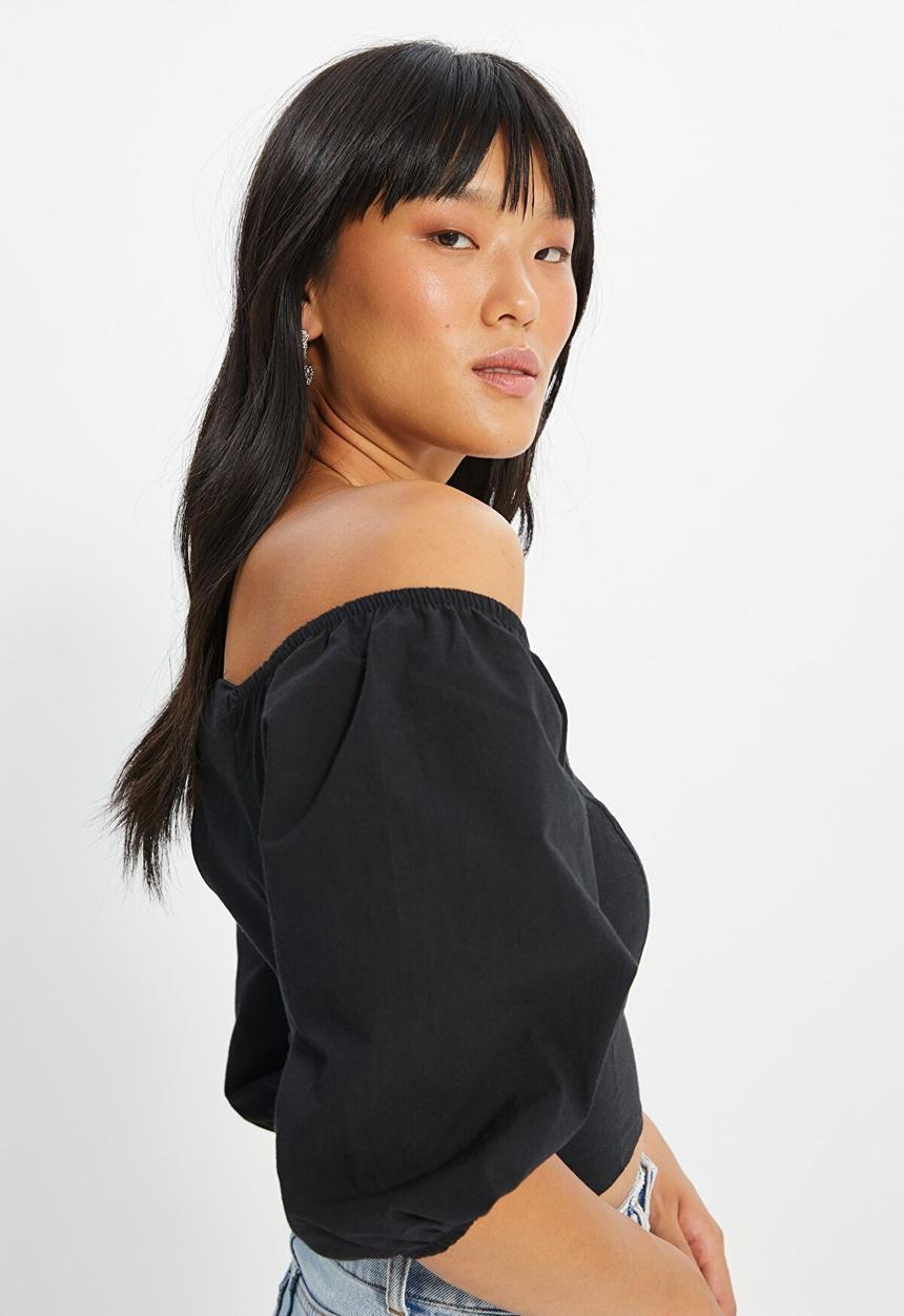 Trendyol - Boat neck top  - black