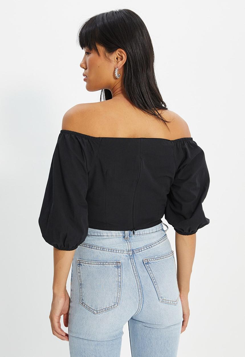 Trendyol - Boat neck top  - black