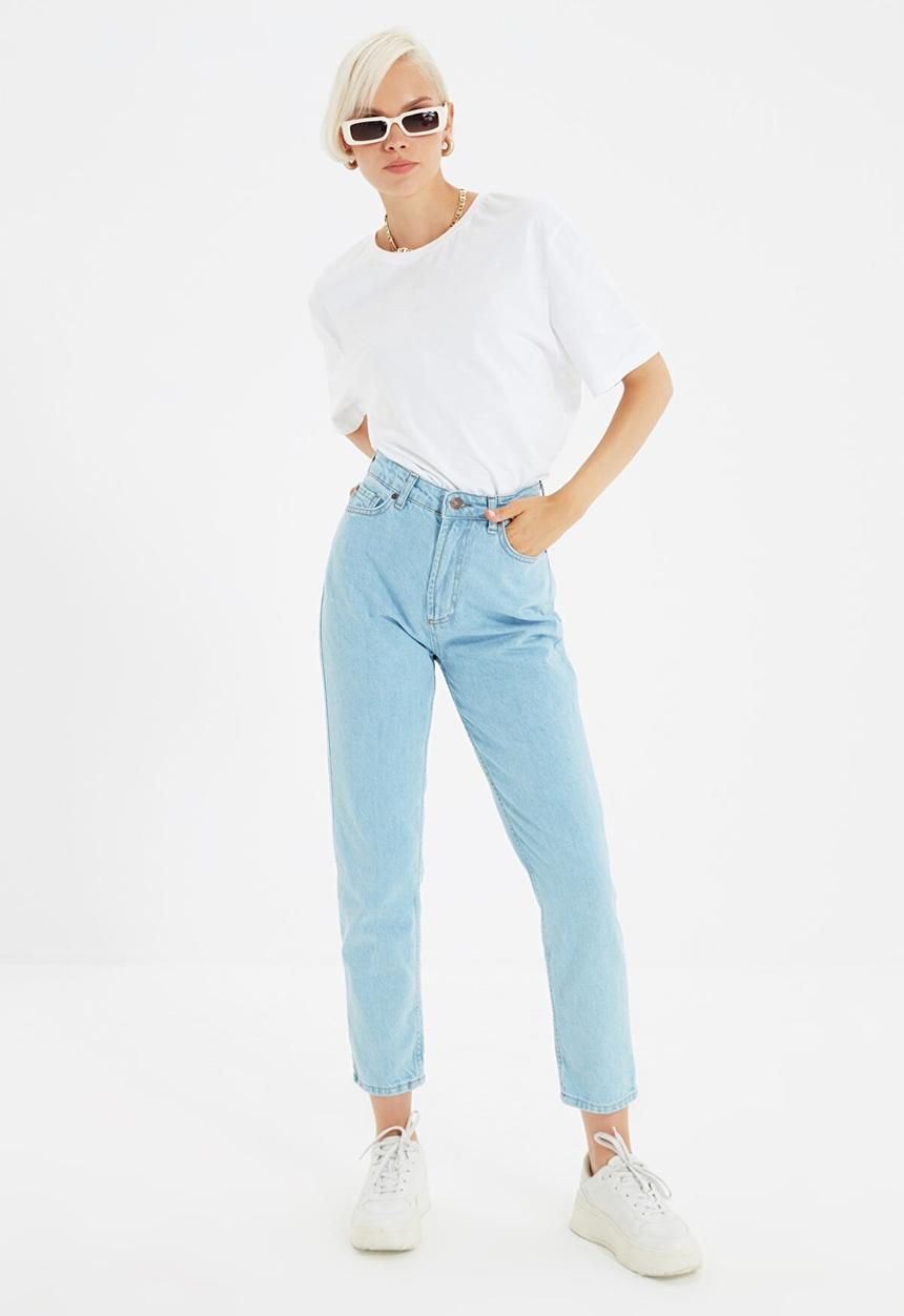 Trendyol - High waist mom jeans - blue