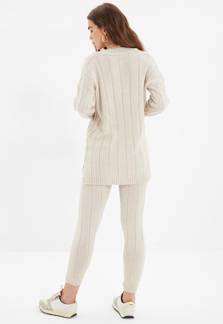 Trendyol - V neck knitwear bottom-top set - beige