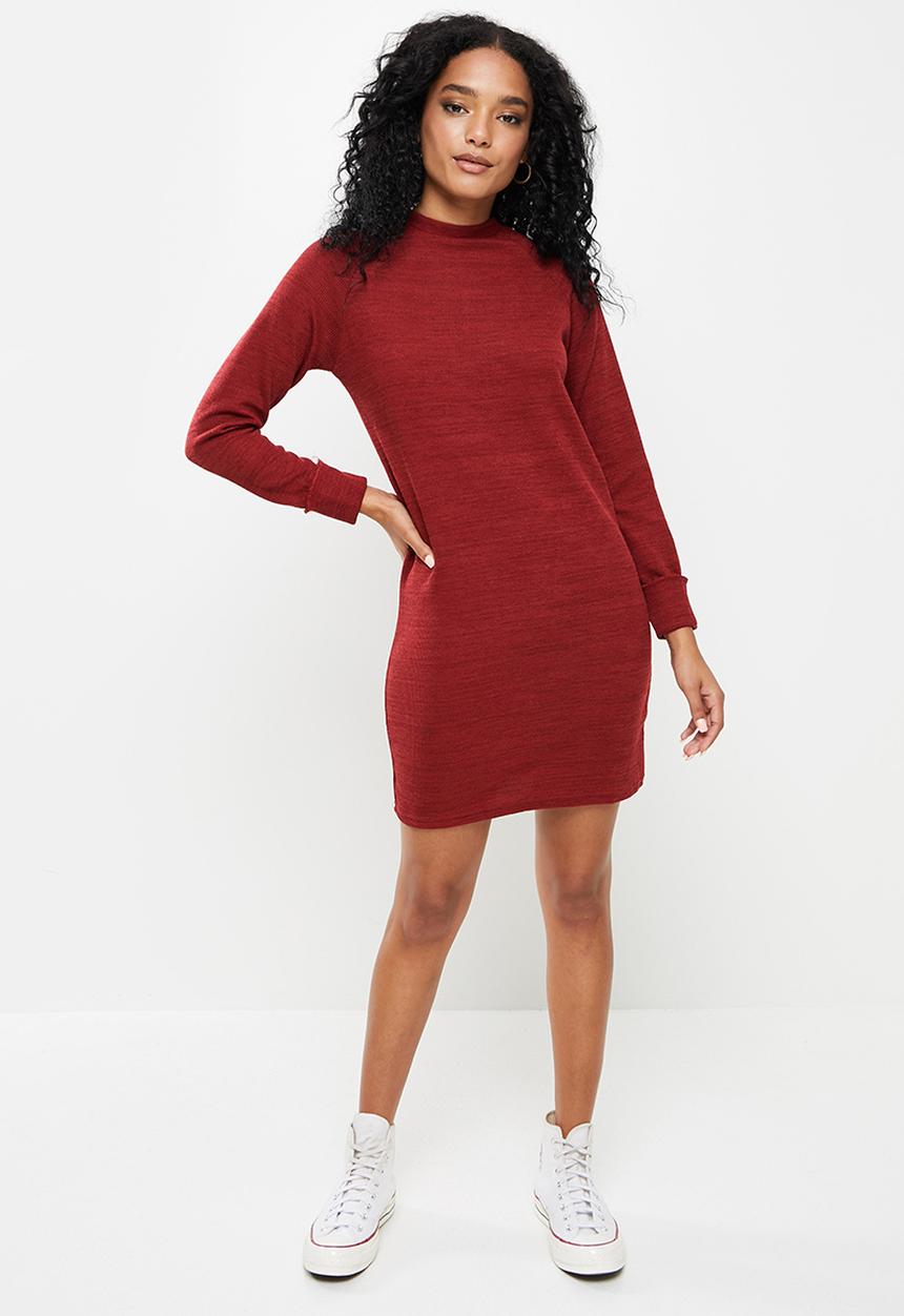 dailyfriday - Poloneck knitwear dress - burgundy