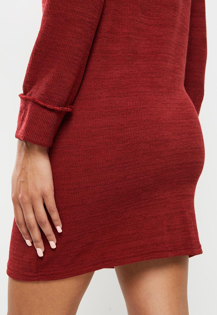 dailyfriday - Poloneck knitwear dress - burgundy