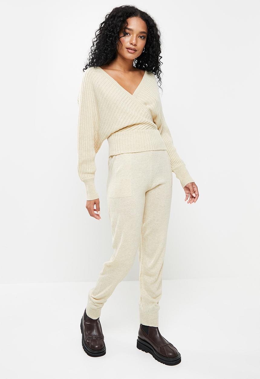 Trendyol - Double breasted collar knitwear bottom-top set - stone
