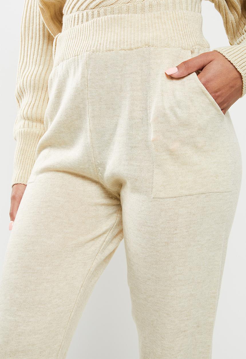 Trendyol - Double breasted collar knitwear bottom-top set - stone
