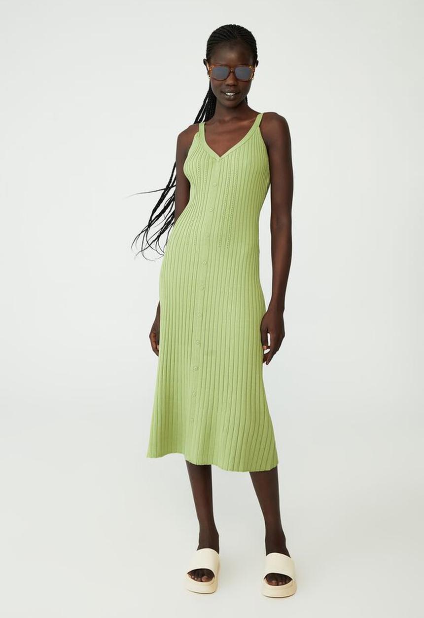 Cotton On - V neck button down knit midi dress - fresh green